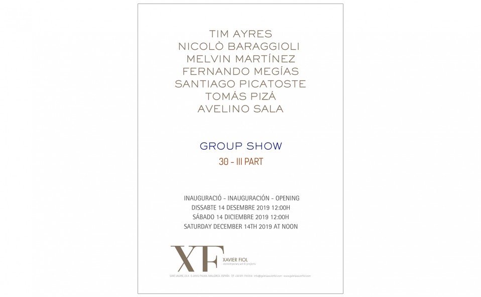 Galería XF próxima exposición: GROUP SHOW 30 III PART Inauguración sábado 14 diciembre 2019 a las 12:00h.