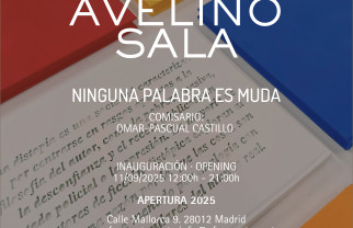 Madrid XF próxima exposición AVELINO SALA «Ninguna palabra es muda» Apertura 2025. Inauguración 11/09/2025 12:00h – 21:00h.