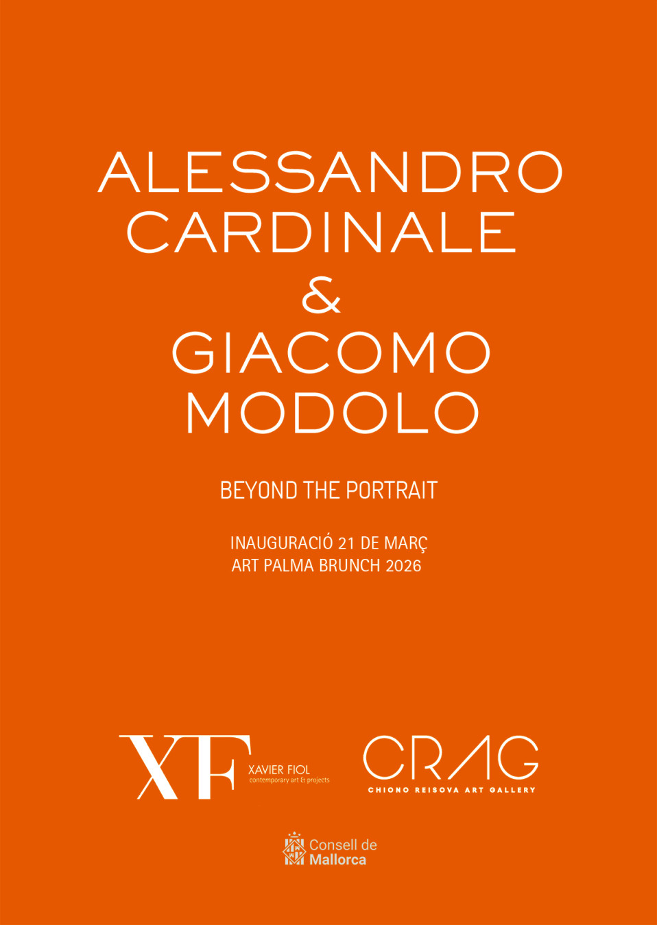 Galeria XF próxima exposición ALESSANDRO CARDINALE & GIACOMO MODOLO «Beyond the portrait». Art Palma Brunch 2026. Inauguración 21 de marzo 11:00h – 15:00h.